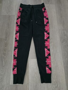 Ralph Lauren Aztec Joggers Pink Black XS Boho NWOT Southwestern Sweatpants